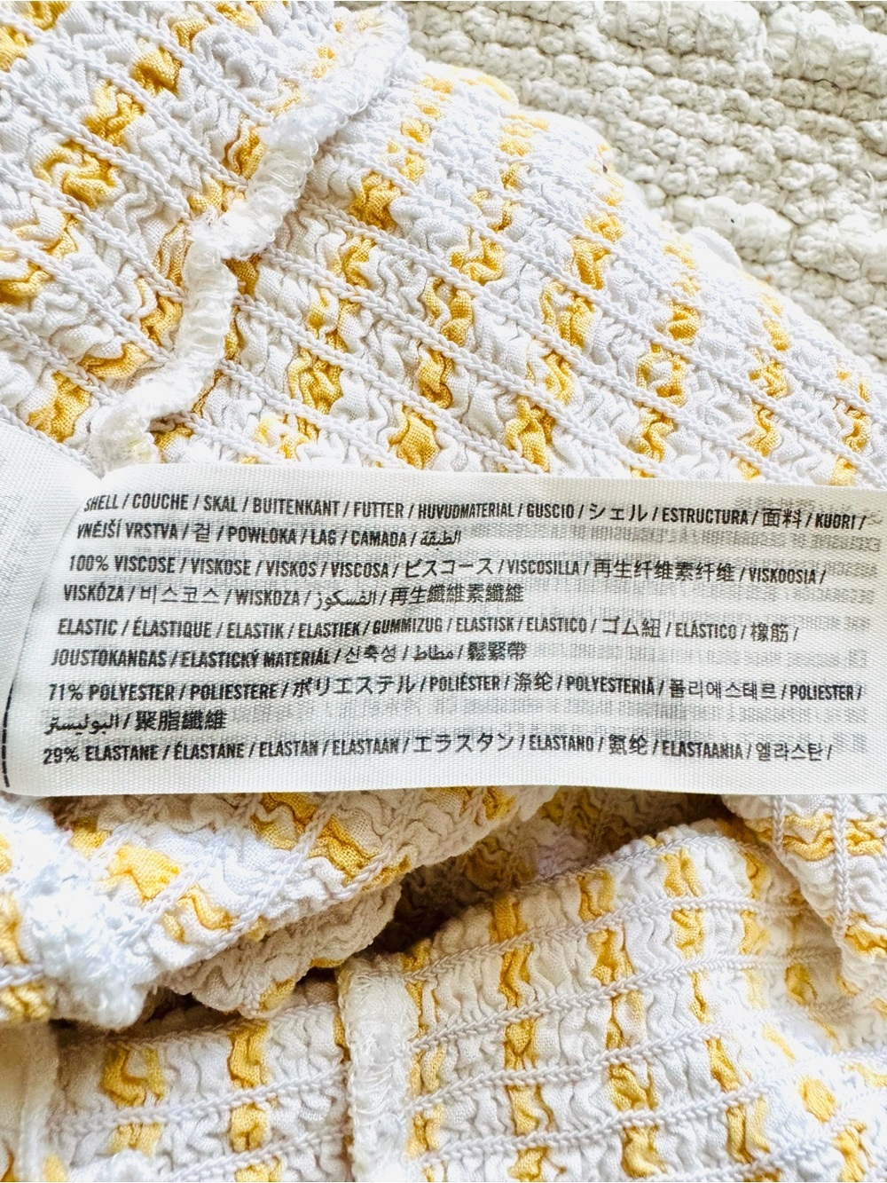 Hollister Yellow & White Smocked Stripe Puff-Sleeve Crop Top - Picture 5 of 7